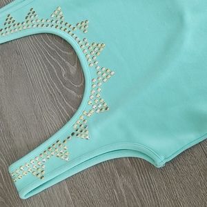 Snake Bite Aqua Low Back Mini Dress - S